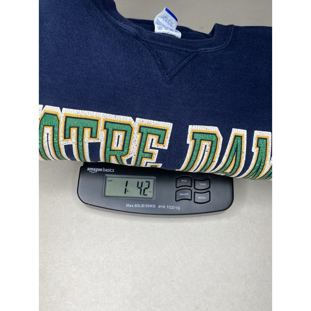 VINTAGE Notre Dame Champion Crew Neck Mens XL Navy Blue Classic College Popover - Picture 10 of 10